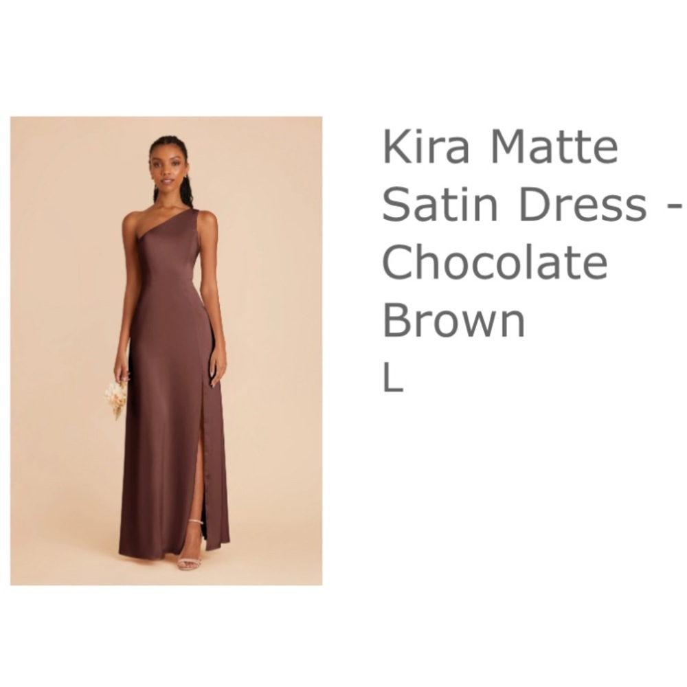 Birdy Grey Kira Matte Satin One-Shoulder Dress - Chocolate Brown